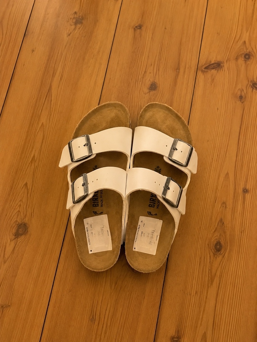 BIRKENSTOCK Leather White Double Buckle Cork Footbed Sandals